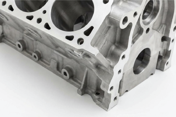 Engine block with counterbore holes.